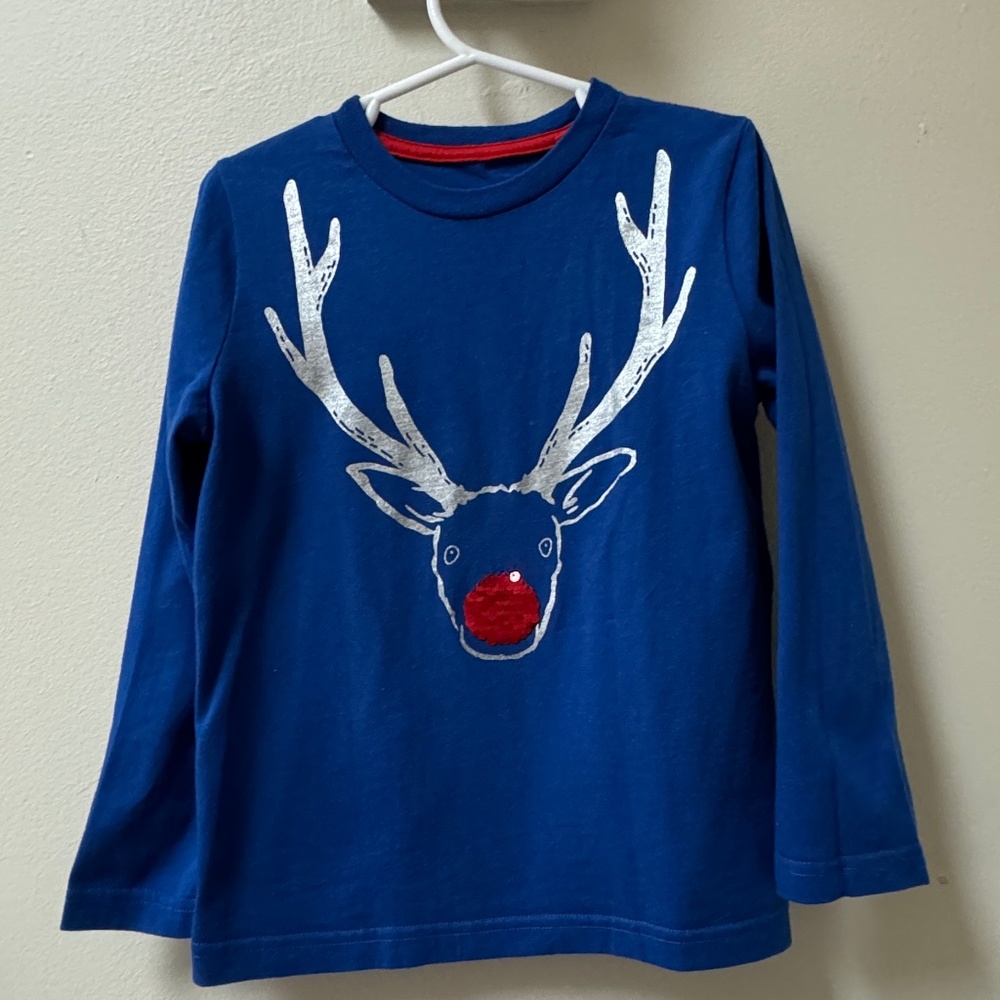 Rudolph Tee with Metallic Silver and Color Changing Sequins